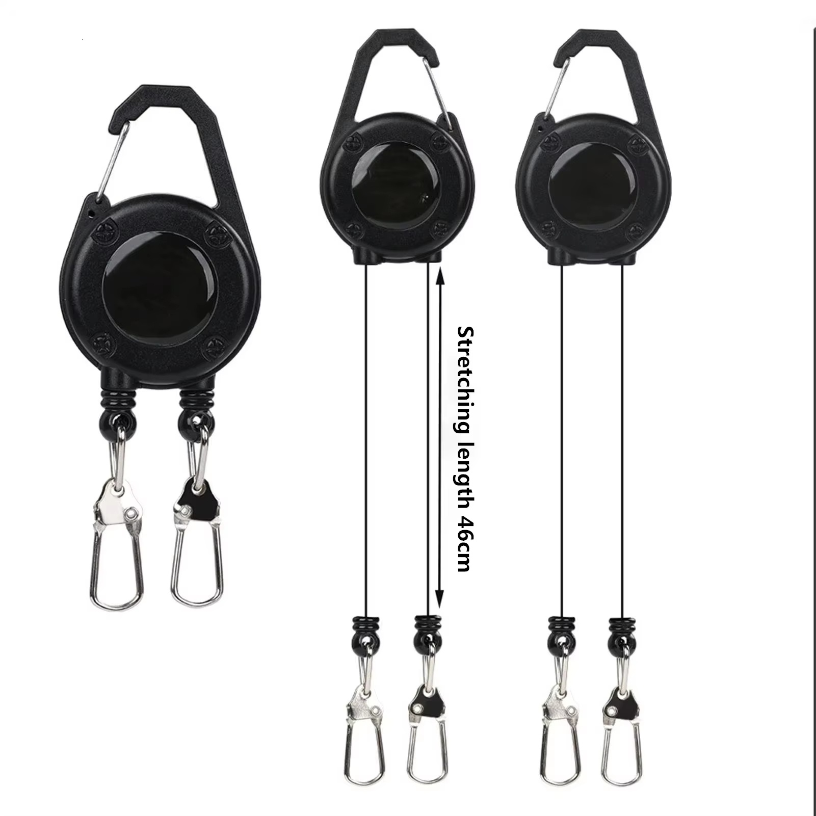 Fly Reel - Einziehbarer Schlüsselanhänger, doppelseitiger, einziehbarer Gürtelclip, Ausweishalter