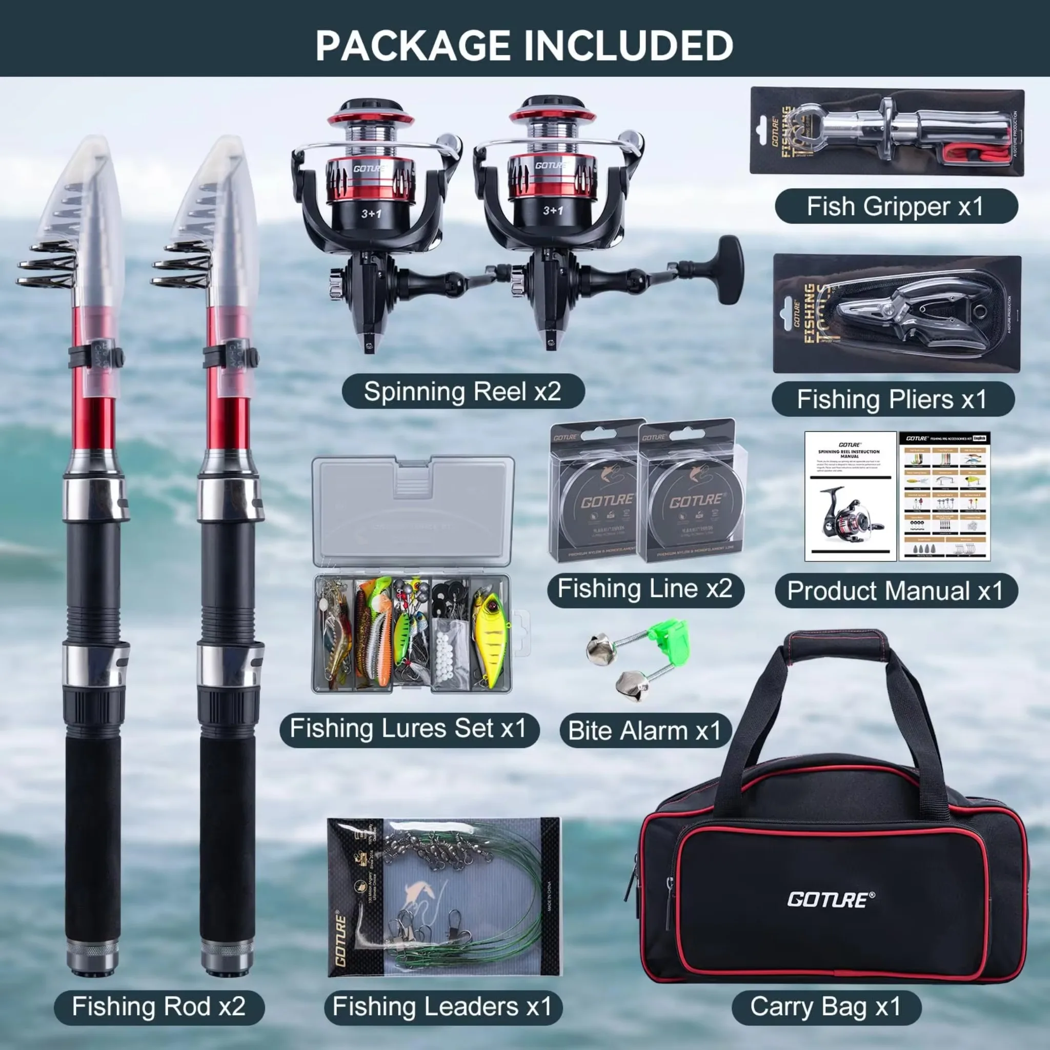 2-teiliges Teleskop-Angelset a – Reel Bag Bewertung und Preis